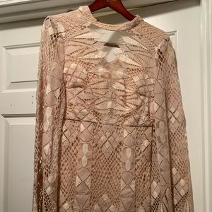 Free People long sleeve crochet lace mini dress